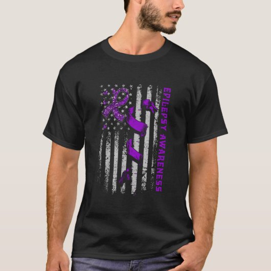 Epilepsy Awareness Patriotic Us American Flagpurpl T-shirt (Voorkant)