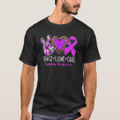 Epilepsy Awareness Peace Love Cure Purple Ribbon L T-shirt (Voorkant)