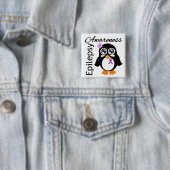 Epilepsy Awareness Penguin Vierkante Button 5,1 Cm (In situ)