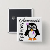 Epilepsy Awareness Penguin Vierkante Button 5,1 Cm (Voorkant /achterkant)