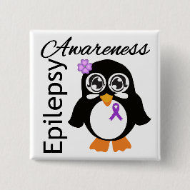 Epilepsy Awareness Penguin Vierkante Button 5,1 Cm
