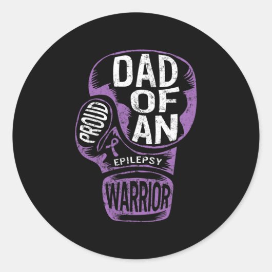 Epilepsy Awareness Proud Dad Purple Ribbon Seizure Ronde Sticker (Voorkant)