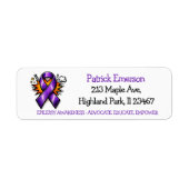 Epilepsy Awareness | Purple Awareness Ribbon Etiket (Voorkant)