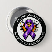 Epilepsy Awareness | Purple Awareness Ribbon Ronde Button 7,6 Cm (Voorkant /achterkant)