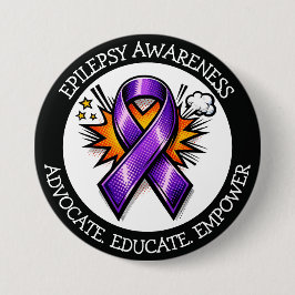 Epilepsy Awareness | Purple Awareness Ribbon Ronde Button 7,6 Cm