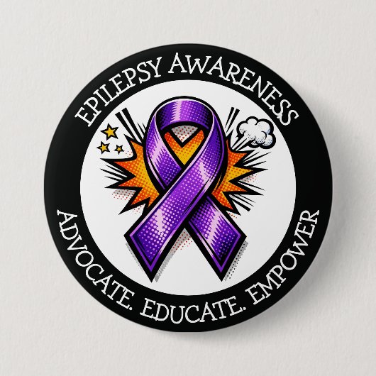 Epilepsy Awareness | Purple Awareness Ribbon Ronde Button 7,6 Cm (Voorkant)