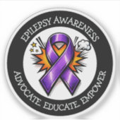 Epilepsy Awareness | Purple Awareness Ribbon Sticker (Voorkant)