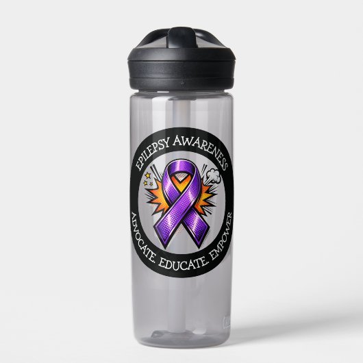 Epilepsy Awareness | Purple Awareness Ribbon Waterfles (Voorkant)