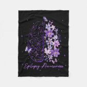 Epilepsy Awareness Purple Brain Flower Support Squ Fleece Deken (Voorkant)