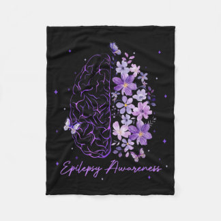 Epilepsy Awareness Purple Brain Flower Support Squ Fleece Deken