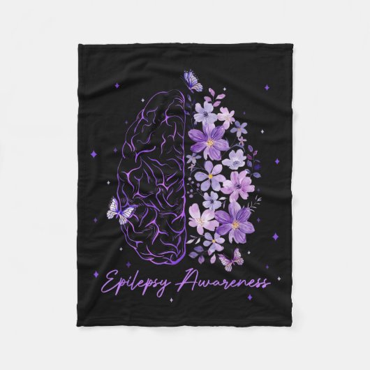 Epilepsy Awareness Purple Brain Flower Support Squ Fleece Deken (Voorkant)