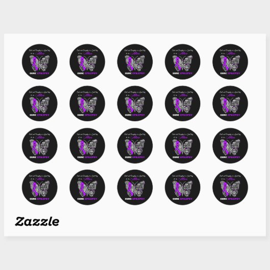 Epilepsy Awareness Purple Butterflies  Ronde Sticker (Vel)