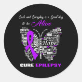 Epilepsy Awareness Purple Butterflies  Ronde Sticker (Voorkant)