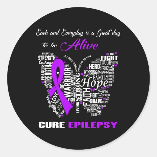 Epilepsy Awareness Purple Butterflies  Ronde Sticker (Voorkant)