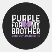 Epilepsy Awareness Purple For My Brother Ribbon Ronde Sticker (Voorkant)