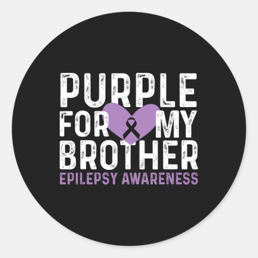 Epilepsy Awareness Purple For My Brother Ribbon Ronde Sticker (Voorkant)