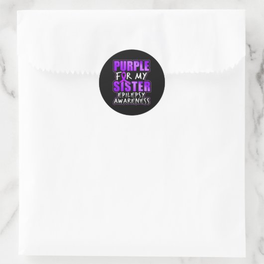 Epilepsy Awareness Purple For My Sister Ribbon  Ronde Sticker (Tas)