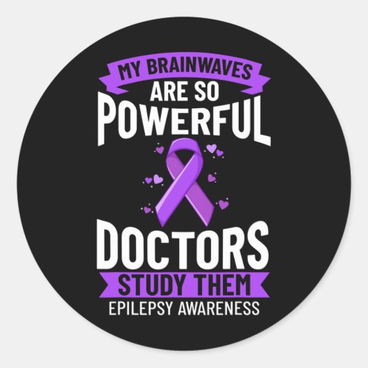 Epilepsy Awareness Purple Ribbon Bracelet Warrior  Ronde Sticker (Voorkant)