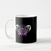 Epilepsy Awareness Purple Ribbon Butterfly 2  Koffiemok (Links)