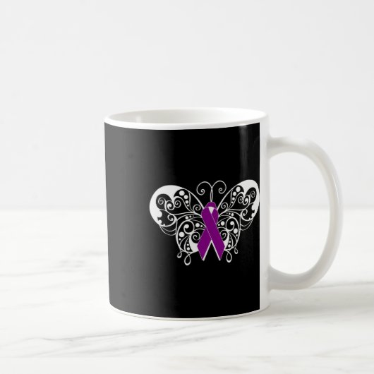 Epilepsy Awareness Purple Ribbon Butterfly 2  Koffiemok (Rechts)