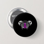 Epilepsy Awareness Purple Ribbon Butterfly  Ronde Button 5,7 Cm (Voorkant /achterkant)