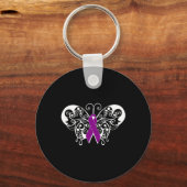 Epilepsy Awareness Purple Ribbon Butterfly Sleutelhanger (Voorkant)