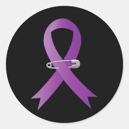 Epilepsy Awareness Purple Ribbon Pocket  Ronde Sticker (Voorkant)