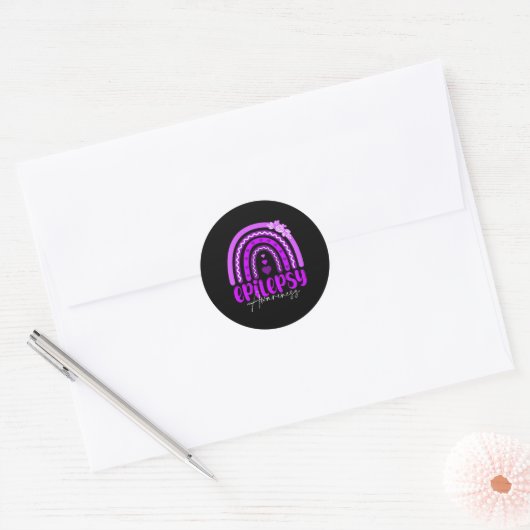 Epilepsy Awareness-rainbow Purple .co  Ronde Sticker (Envelop)
