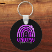 Epilepsy Awareness-rainbow Purple .co Sleutelhanger (Voorkant)