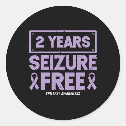 Epilepsy Awareness Ribbon 2 Years Seizure Free  Ronde Sticker (Voorkant)