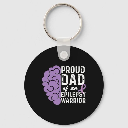Epilepsy Awareness Ribbon Proud Dad of Epilepsy Sleutelhanger (Voorkant)