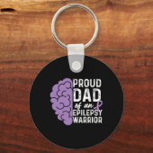 Epilepsy Awareness Ribbon Proud Dad of Epilepsy Sleutelhanger (Voorkant)