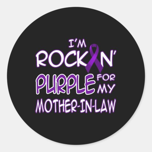 Epilepsy Awareness Rockin' Purple Ribbon For Mothe Ronde Sticker (Voorkant)