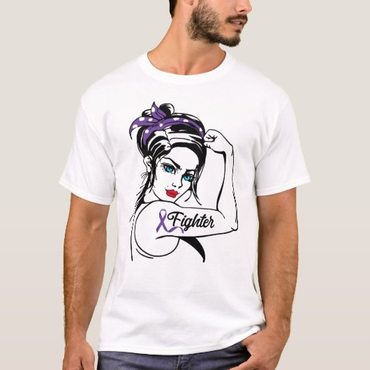 Epilepsy Awareness Rosie Riveter Fighter Ribbon T-shirt (Voorkant)