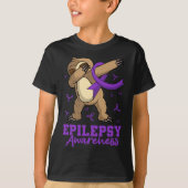 Epilepsy Awareness Sloth Dabbing Epileptic Epileps T-shirt (Voorkant)