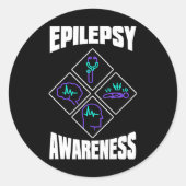 Epilepsy Awareness Specialize Epileptic Warrior Su Ronde Sticker (Voorkant)