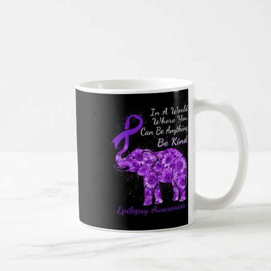 Epilepsy Awareness Sunflower Elephant Be Kind  Koffiemok (Rechts)