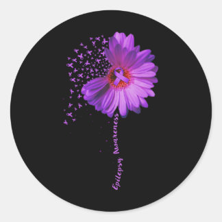 Epilepsy Awareness Sunflower Ribbon Gift Ronde Sticker