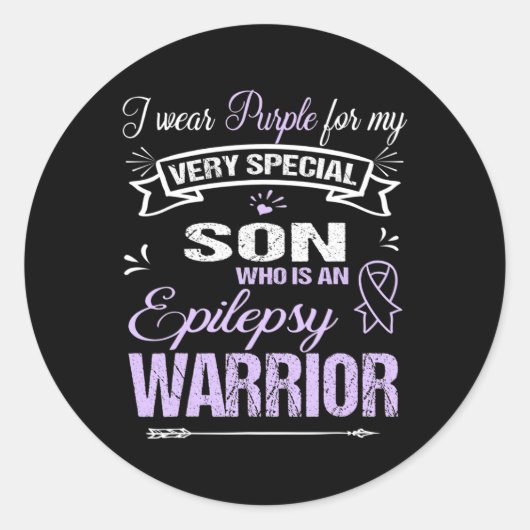 Epilepsy Awareness Support Son Warrior Walk Run Ronde Sticker (Voorkant)