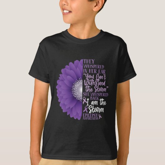Epilepsy Awareness They Whispered In Her Ear Flowe T-shirt (Voorkant)