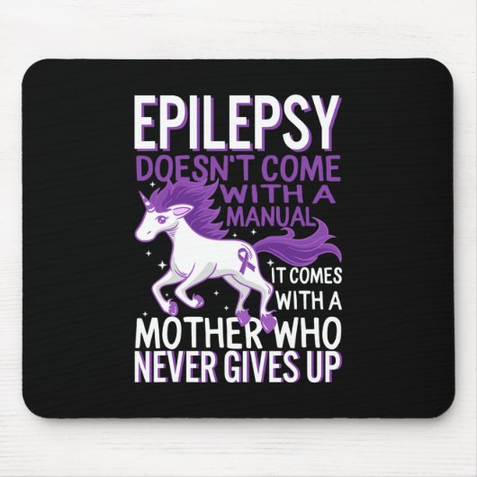 Epilepsy Awareness Unicorn Purple Ribbon Seizure D Muismat (Voorkant)