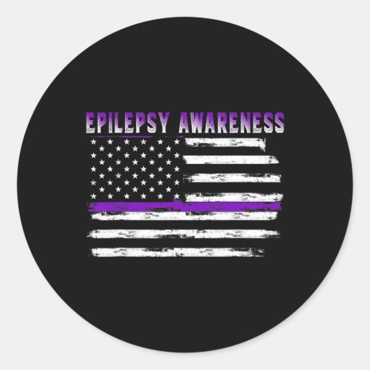 Epilepsy Awareness USA Flag American Epilepsy Supe Ronde Sticker (Voorkant)