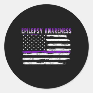 Epilepsy Awareness USA Flag American Epilepsy Supe Ronde Sticker