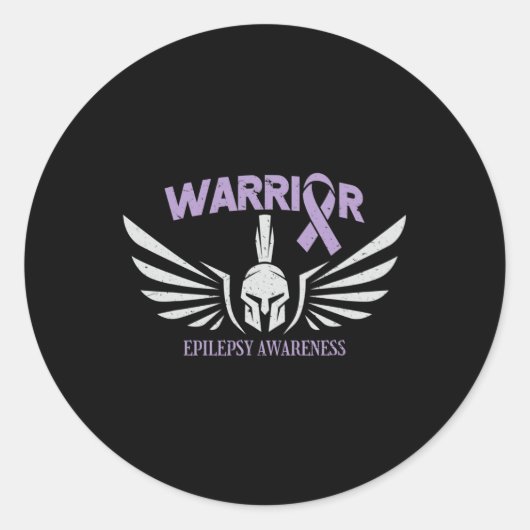 Epilepsy Awareness Warrior Ribbon Ronde Sticker (Voorkant)