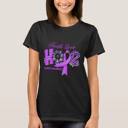 Epilepsy Awarenesshope Ribbon Sunflower T-shirt (Voorkant)