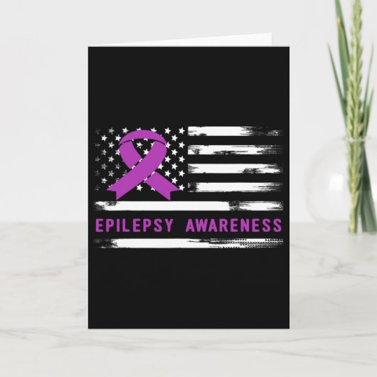Epilepsy Awarness American Flag Purple Ribbon Kaart (Voorkant)