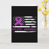 Epilepsy Awarness American Flag Purple Ribbon Kaart (Gele Bloem)