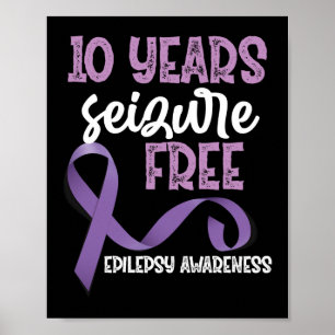 Epilepsy Bewustheid 10 jaar Epilepsie Vrij lintje Poster