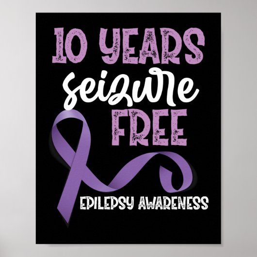 Epilepsy Bewustheid 10 jaar Epilepsie Vrij lintje Poster (Voorkant)