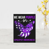 Epilepsy Bewustheid 4 juli Paarse vlinder Kaart (Gele Bloem)